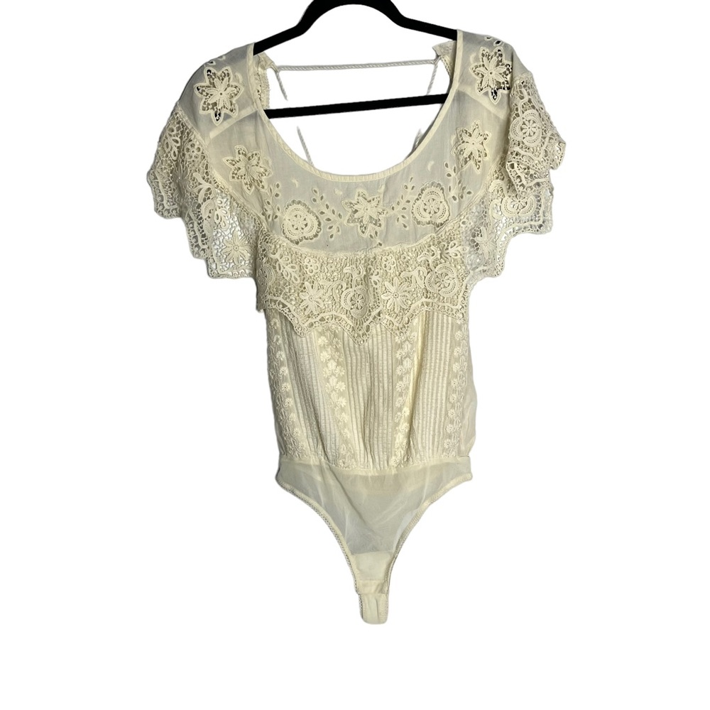 Intimately Free People NEW Boho Cream Embroidered Bodysuit Size XS